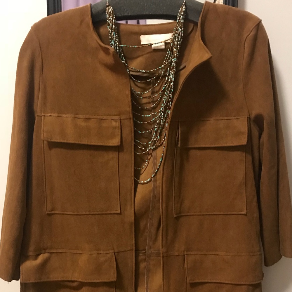 Tan Faux Suede H&M Jacket with Pockets